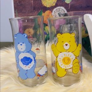 2 Vintage Carebear Glasses